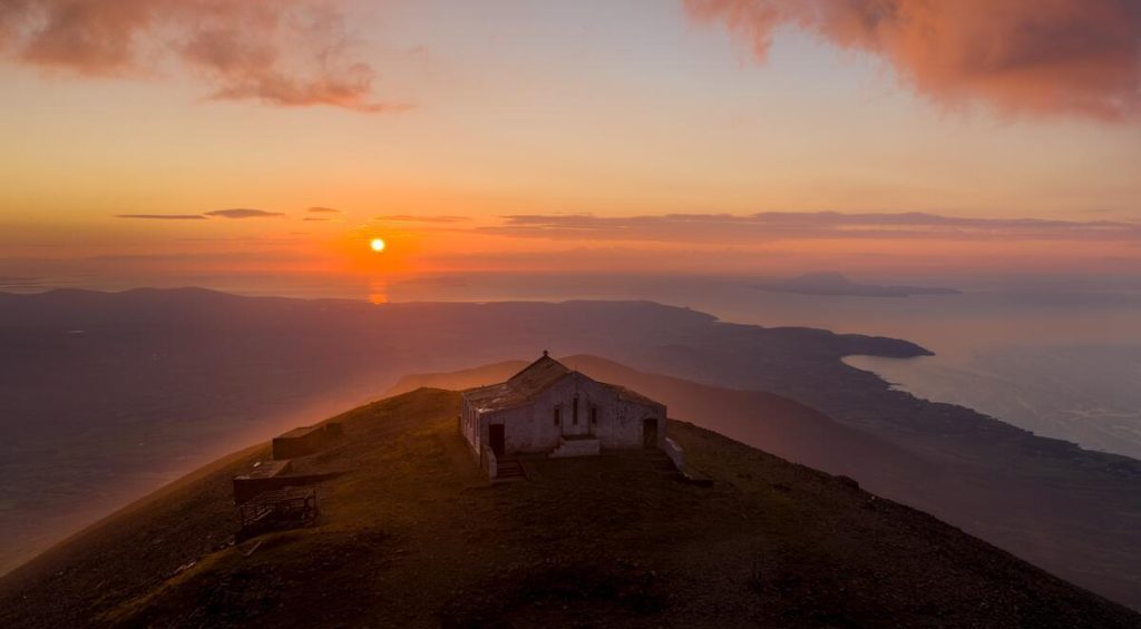 Sunset on the summit of Croagh Patrick, County Mayo, Ireland_MAY2716.